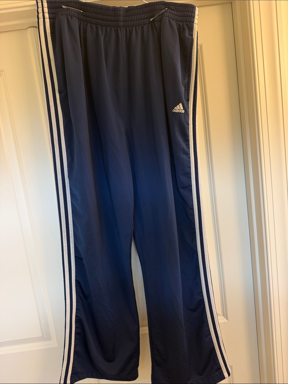 adidas Navy Blue Men’s Track Pants with White Stripes